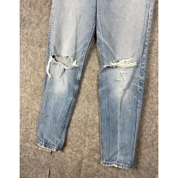 VINTAGE Levis 701 Jeans Womens 26 x 29 Blue Distressed Holes Made USA COOL! - Picture 3 of 14
